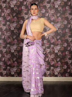 Odette - Lavender Georgette Saree with Unstitched Blouse