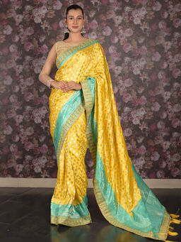 Odette - Yellow Banarasi Silk Woven Saree with Unstitched Blouse