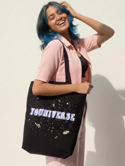 EcoRight - Black Youniverse Canvas Tote Bag with Zip