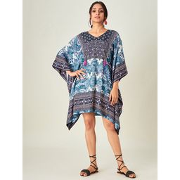 The Kaftan Company - Blue Ikat Printed Kaftan Dress