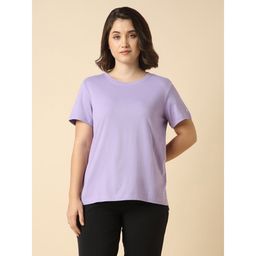 Van Heusen - Women Cotton Solid Relax Fit T-shirt - Lavender