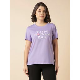 Van Heusen - Lavender Women Printed Cotton Round Neck T-shirt