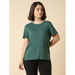 Van Heusen - Women Cotton Solid Relax Fit T-shirt - Green