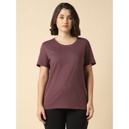 Van Heusen - Women Cotton Solid Relax Fit T-shirt - Wine