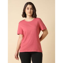 Van Heusen - Women Cotton Solid Relax Fit T-shirt - Coral