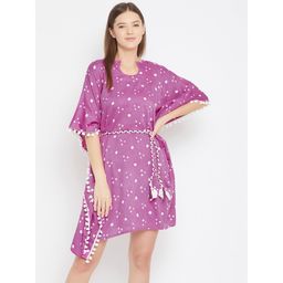 The Kaftan Company - Purple Bandhini Cotton Kaftan & Belt For Women