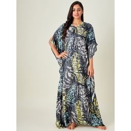 The Kaftan Company - Multi-Color Black Printed Kaftan Nightdress For Women