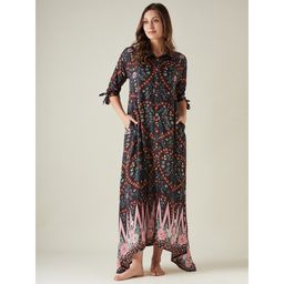 The Kaftan Company - Black Modal Collar Nightdress For Women