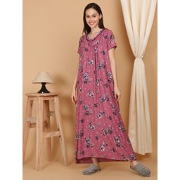 Sweet Dreams - Pink Women Printed Full Length Night Dress
