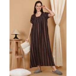 Sweet Dreams - Brown Women Printed Full Length Night Dress