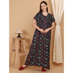 Sweet Dreams - Teal Women Printed Full Length Night Dress