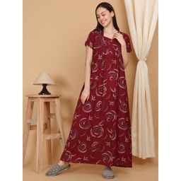 Sweet Dreams - Maroon Women Printed Full Length Night Dress