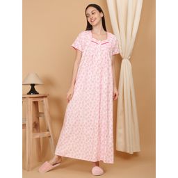 Sweet Dreams - Pink Women Printed Full Length Night Dress