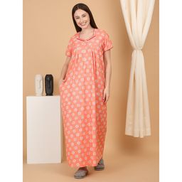 Sweet Dreams - Peach Women Printed Full Length Night Dress