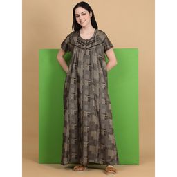 Sweet Dreams - Green Women Printed Full Length Night Dress