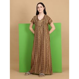 Sweet Dreams - Brown Women Printed Full Length Night Dress