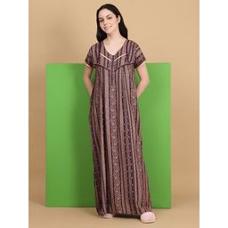 Sweet Dreams - Maroon Women Printed Full Length Night Dress