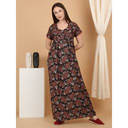 Sweet Dreams - Brown Women Printed Full Length Night Dress