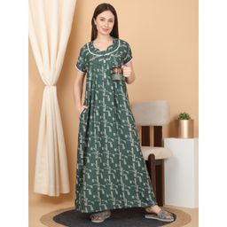Sweet Dreams - Green Women Printed Full Length Night Dress