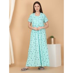 Sweet Dreams - Green Women Printed Full Length Night Dress