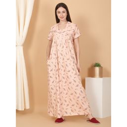 Sweet Dreams - Peach Women Printed Full Length Night Dress