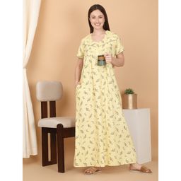 Sweet Dreams - Yellow Women Printed Full Length Night Dress