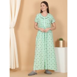 Sweet Dreams - Green Women Printed Full Length Night Dress