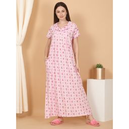 Sweet Dreams - Pink Women Printed Full Length Night Dress