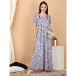 Sweet Dreams - Purple Women Printed Full Length Night Dress
