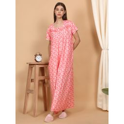 Sweet Dreams - Peach Women Printed Full Length Night Dress