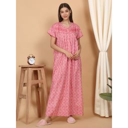 Sweet Dreams - Peach Women Printed Full Length Night Dress