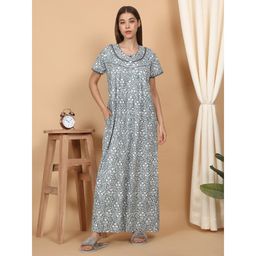 Sweet Dreams - Grey Women Printed Full Length Night Dress