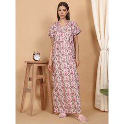 Sweet Dreams - Pink Women Printed Full Length Night Dress