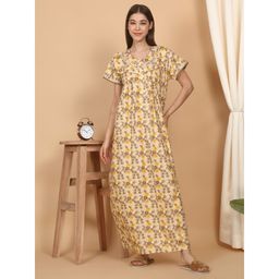 Sweet Dreams - Yellow Women Printed Full Length Night Dress