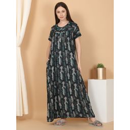 Sweet Dreams - Green Women Printed Full Length Night Dress