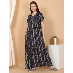 Sweet Dreams - Black Women Printed Full Length Night Dress