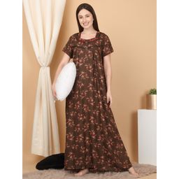 Sweet Dreams - Brown Women Printed Full Length Night Dress