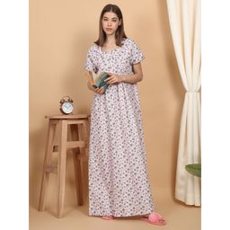 Sweet Dreams - Pink Women Printed Full Length Night Dress