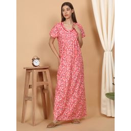 Sweet Dreams - Peach Women Printed Full Length Night Dress