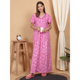 Sweet Dreams - Pink Women Printed Full Length Night Dress