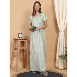 Sweet Dreams - Green Women Printed Full Length Night Dress