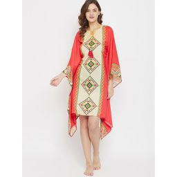 The Kaftan Company - Beige Printed Kaftan Dress