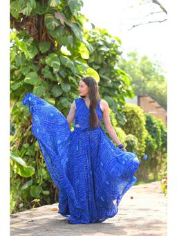Ensembles - Blue Bandhej Print Lehenga