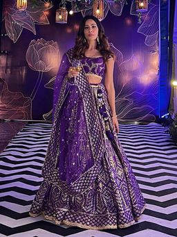 Gopi Vaid - Swati Vatsa In Marigold Patti Lehenga with Blouse and Dupatta