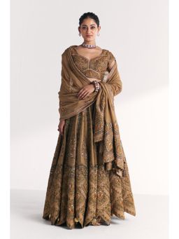 STUDIO BAGECHAA - Kasturi Gold Lehenga with Blouse and Dupatta