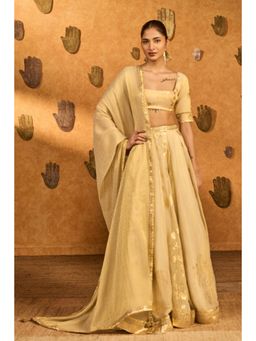 Masaba - Gold Ivory Sakura Tissue Lehenga Set
