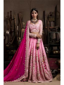 PALLAVI JAIPUR - Pink Embroidered Embellished/Sequined Lehenga with Blouse and Dupatta