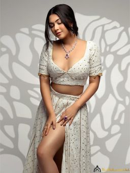 The Chikan Label - Reem Sameer Shaikh White Semi-Stitched Lehenga with Blouse and Dupatta