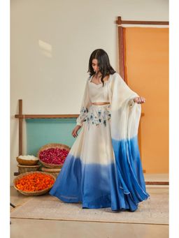 KAVANA - Women Indigo Amber Lehenga with Stitched Blouse and Dupatta