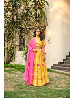 KAVANA - Women Yellow Sandhya Lehenga with Stitched Blouse and Dupatta